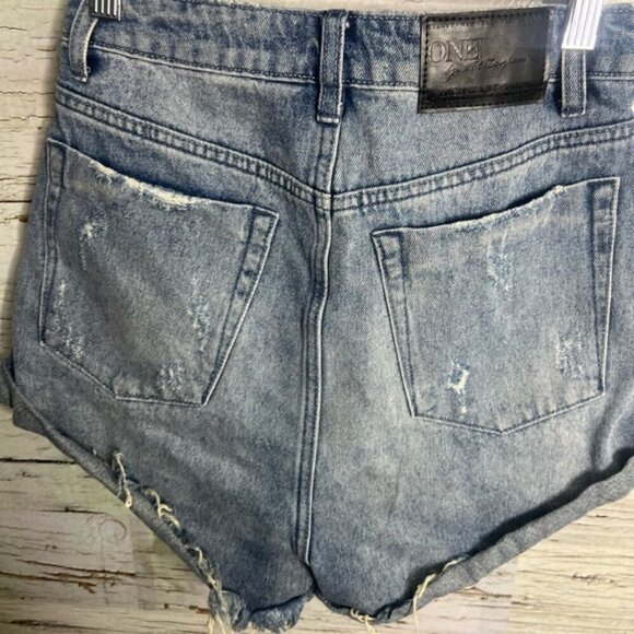 One Teaspoon High Waist Bandits Cut Off Denim Shorts 25 Jean 100% Cotton - Picture 7 of 8
